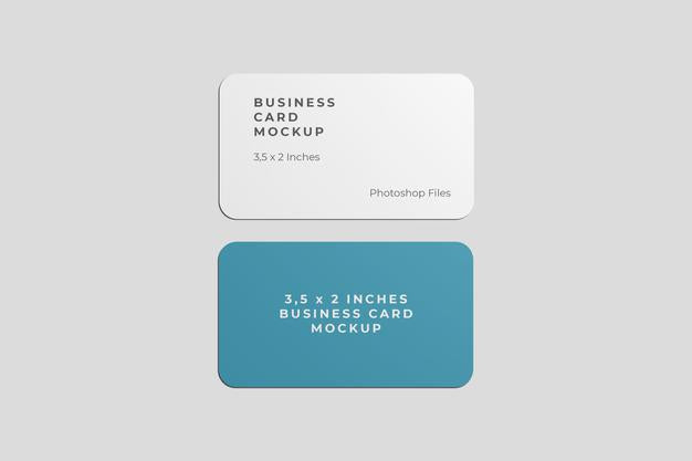 Rounded Business Card Mockup Top View Psd