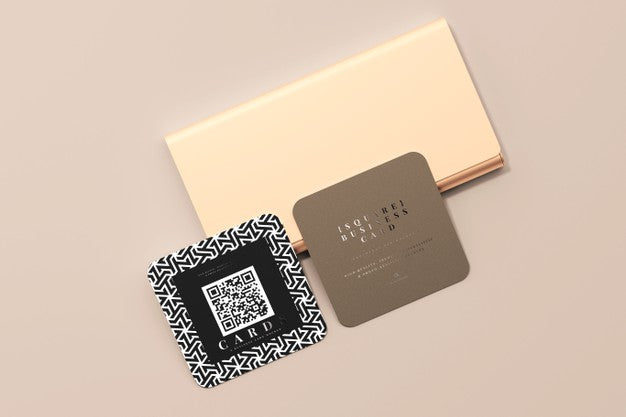 Rounded Corner Square Business Cards Mockup Psd