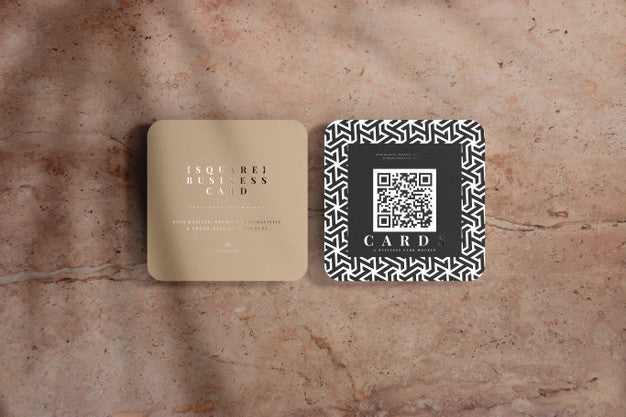 Rounded Corner Square Business Cards Mockup Psd