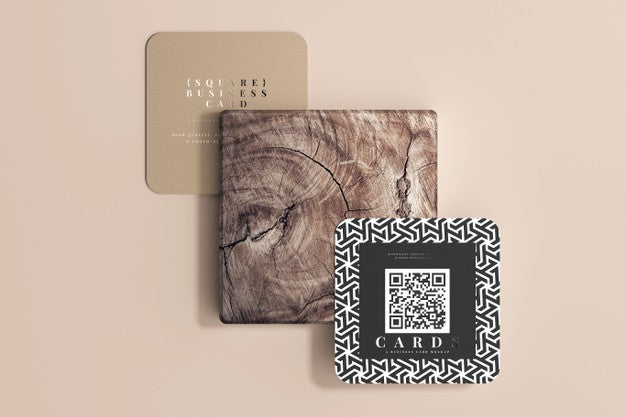 Rounded Corner Square Business Cards Mockup Psd