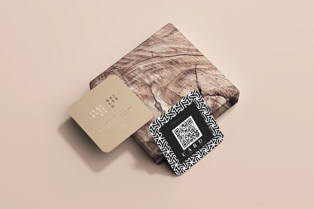 Rounded Corner Square Business Cards Mockup Psd