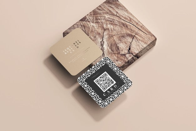 Rounded Corner Square Business Cards Mockup Psd