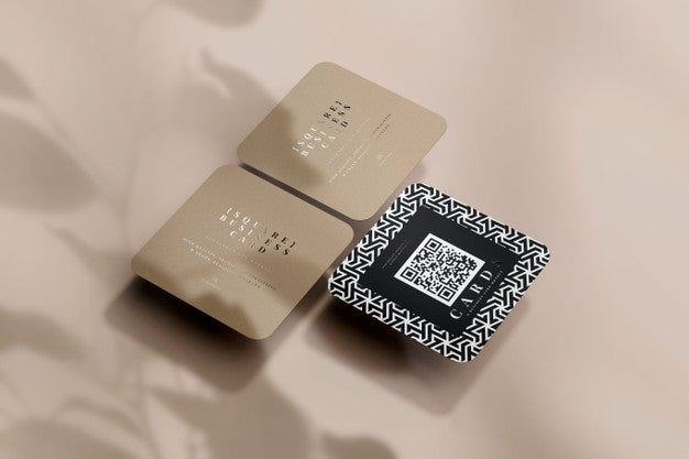 Rounded Corner Square Business Cards Mockup Psd