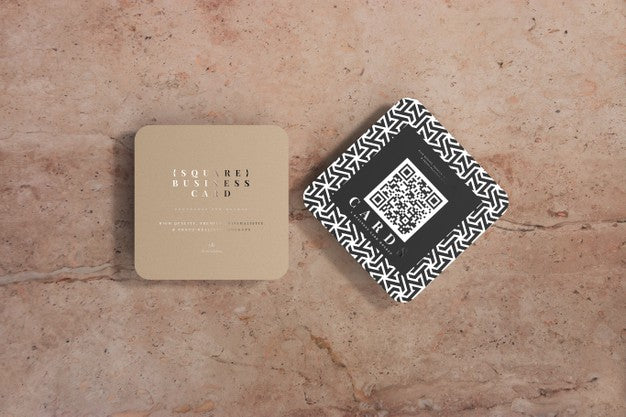 Rounded Corner Square Business Cards Mockup Psd