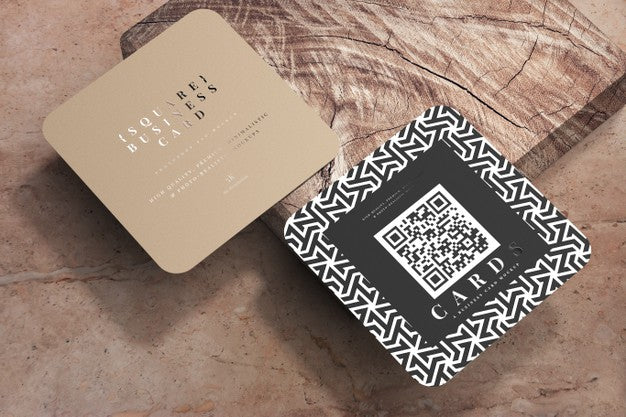 Rounded Corner Square Business Cards Mockup Psd