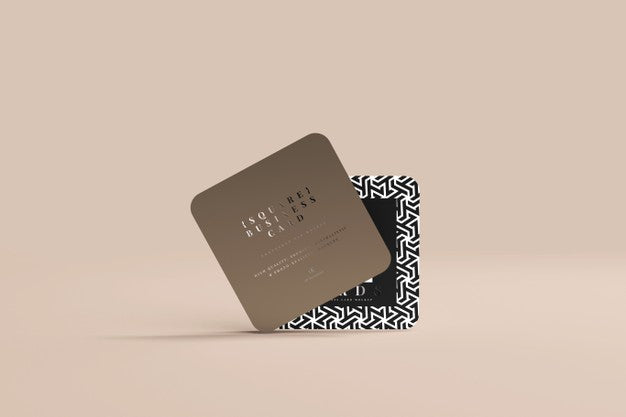 Rounded Corner Square Business Cards Mockup Psd