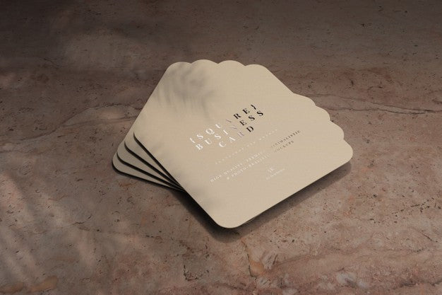 Rounded Corner Square Business Cards Mockup Psd