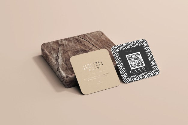 Rounded Corner Square Business Cards Mockup Psd