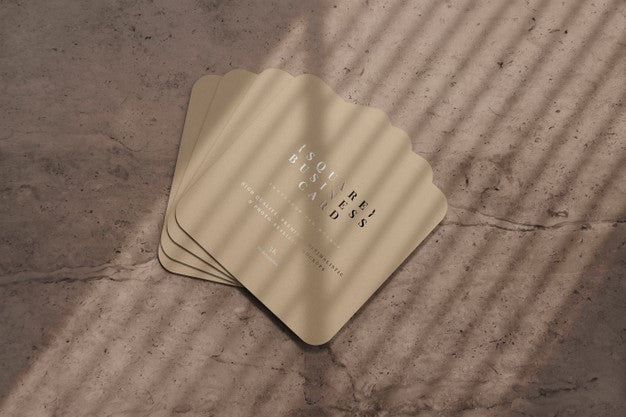 Rounded Corner Square Business Cards Mockup Psd