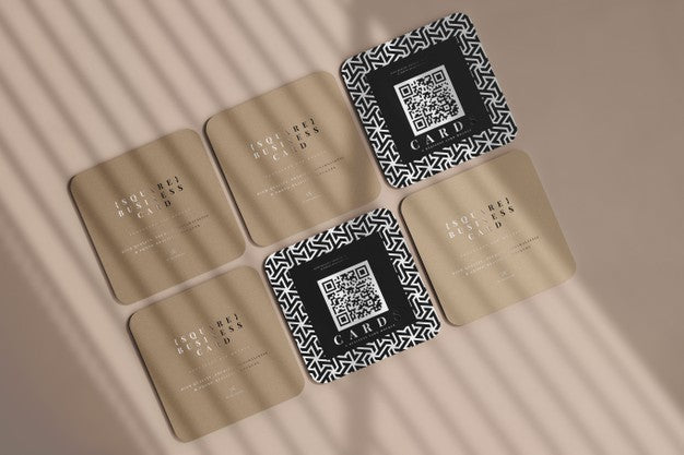 Rounded Corner Square Business Cards Mockup Psd