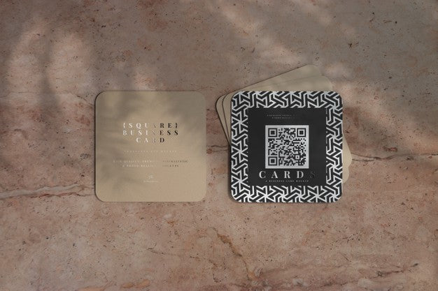 Rounded Corner Square Business Cards Mockup Psd