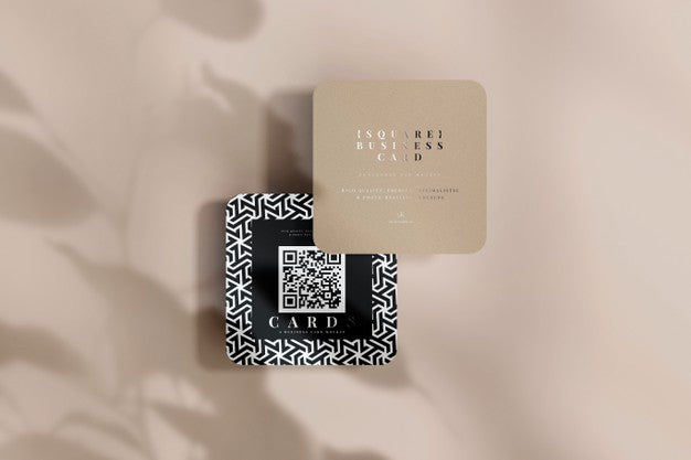 Rounded Corner Square Business Cards Mockup Psd