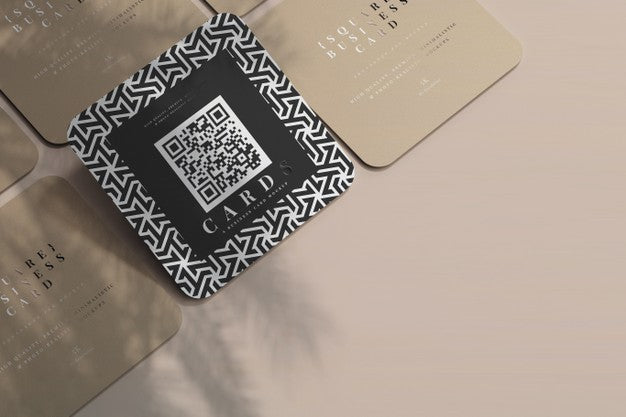 Rounded Corner Square Business Cards Mockup Psd