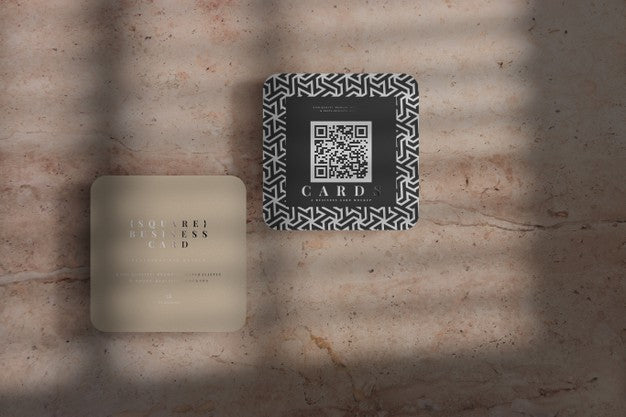 Rounded Corner Square Business Cards Mockup Psd