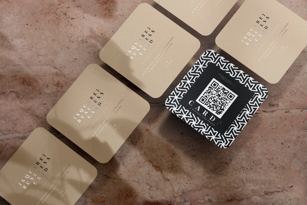 Rounded Corner Square Business Cards Mockup Psd