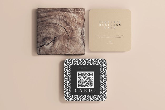 Rounded Corner Square Business Cards Mockup Psd