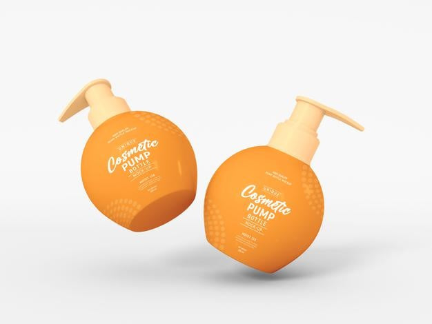 Rounded Cosmetic Pump Bottle Mockup Psd