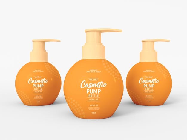 Rounded Cosmetic Pump Bottle Mockup Psd