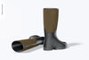 Rubber Boots Mockup, Standing And Dropped Psd