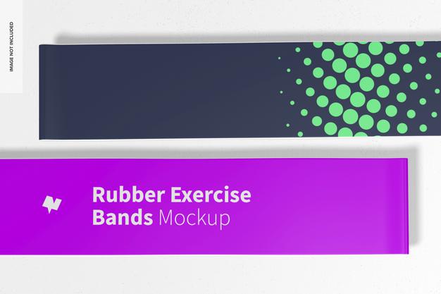 Rubber Exercise Bands Mockup, Close Up Psd