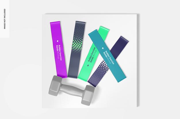 Rubber Exercise Bands Mockup, Top View Psd