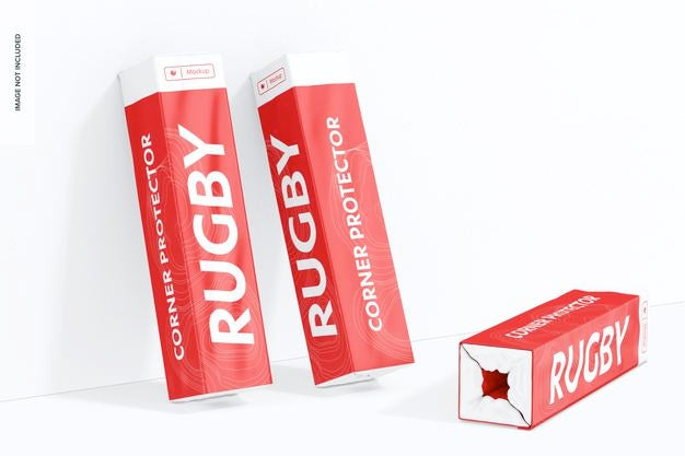Rugby Corner Protectors Mockup, Leaned Psd