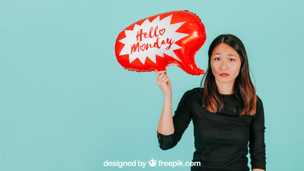 Sad Woman With Speech Balloon Mockup Psd