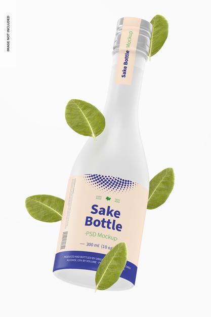 Sake Bottle Mockup, Floating Psd