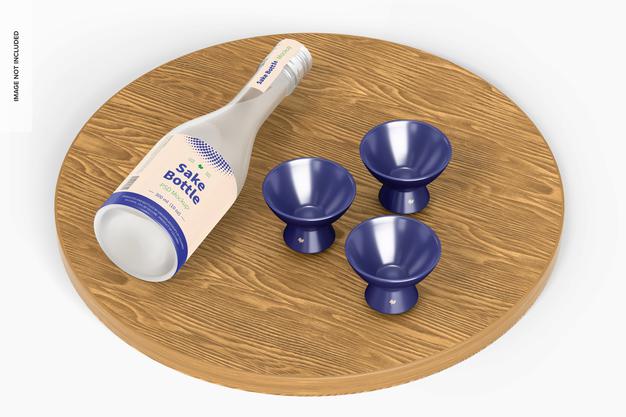 Sake Bottle Mockup, Perspective Psd