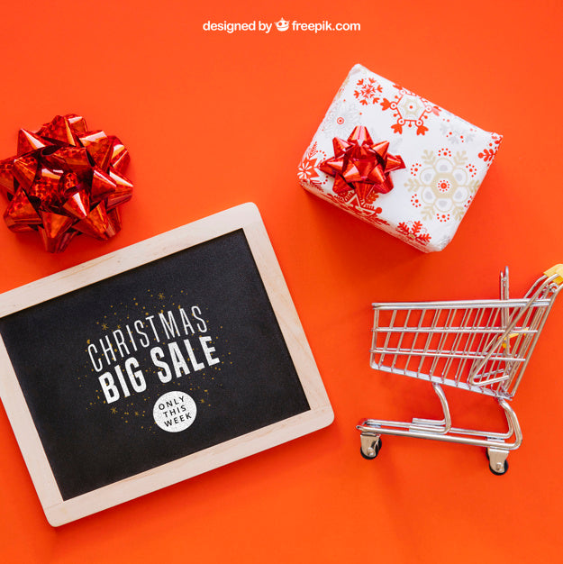 Sales Mockup With Christmtas Design Psd