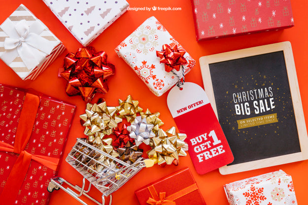 Sales Mockup With Christmtas Design Psd