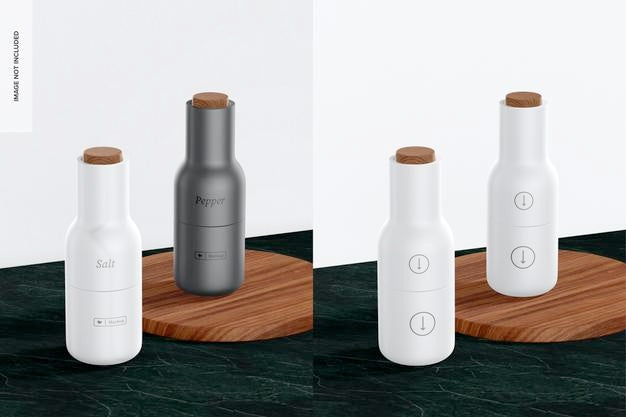 Salt And Pepper Grinder Mockup, Perspective Psd