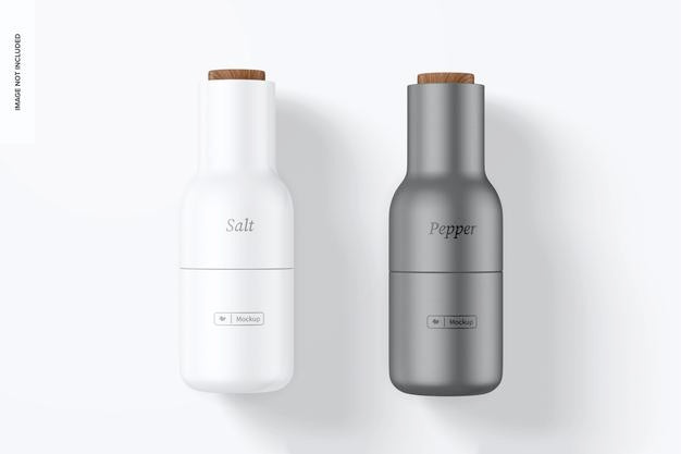 Salt And Pepper Grinder Mockup, Top View Psd