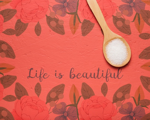 Salt Bath In A Wooden Spoon With Quote Psd