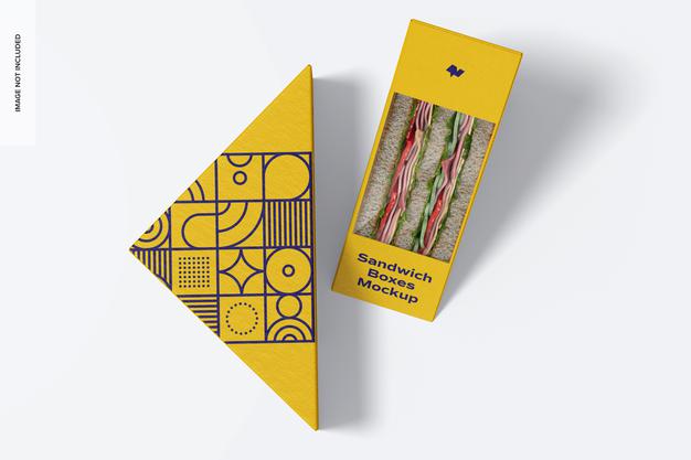 Sandwich Boxes Mockup, Top View Psd