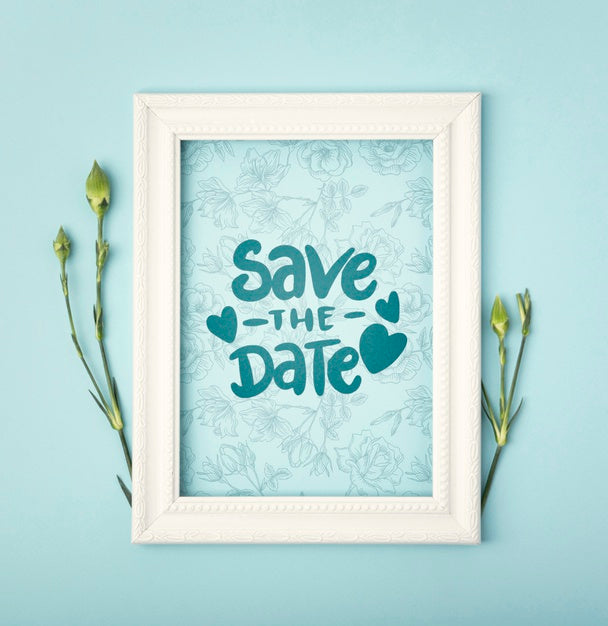 Save The Date Flowers Concept Mock-Up Psd
