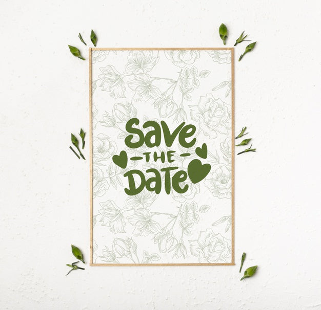Save The Date Flowers Concept Mock-Up Psd