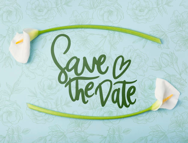 Save The Date Flowers Concept Mock-Up Psd