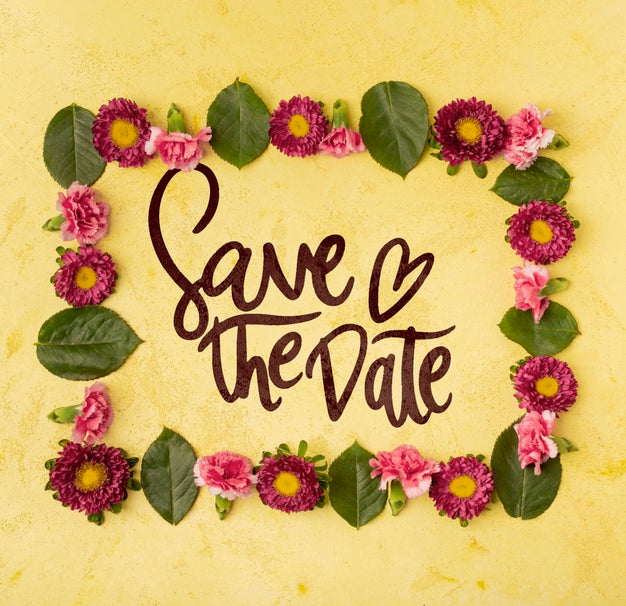 Save The Date Flowers Concept Mock-Up Psd