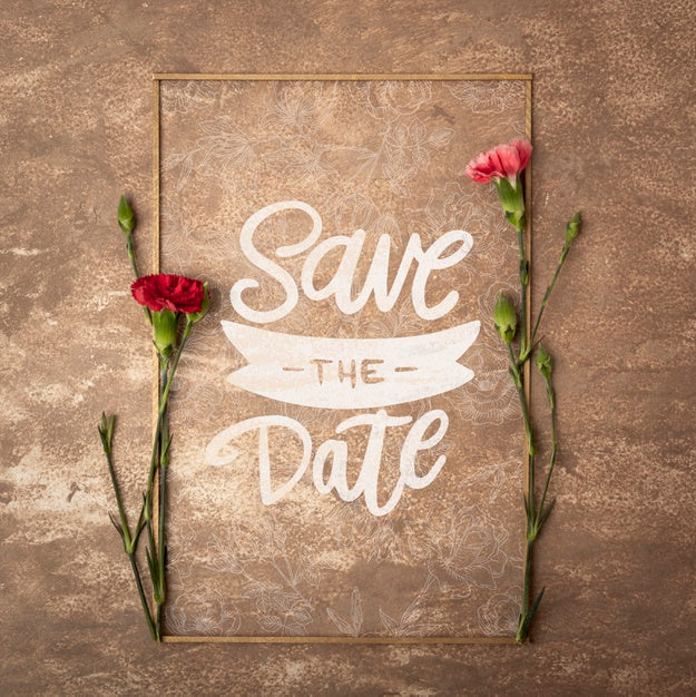 Save The Date Flowers Concept Mock-Up Psd