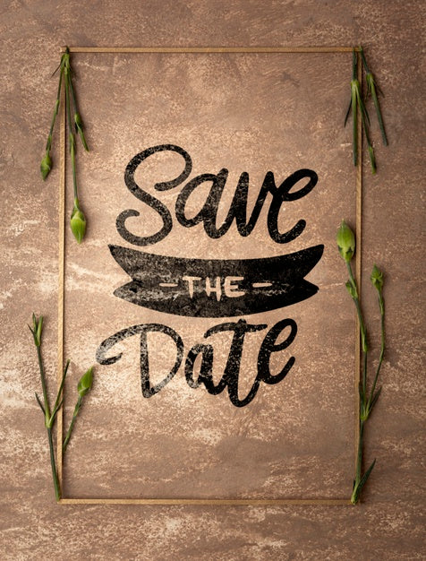 Save The Date Flowers Concept Mock-Up Psd