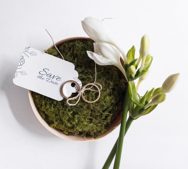 Save The Date Label Mockup In Bowl Psd