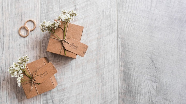 Save The Date Label Mockup On Present Psd