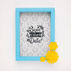 Save The Date Mock-Up Blue Frame With Yellow Flowers Psd