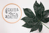 Save The Date Mock-Up With Big Leaf Psd