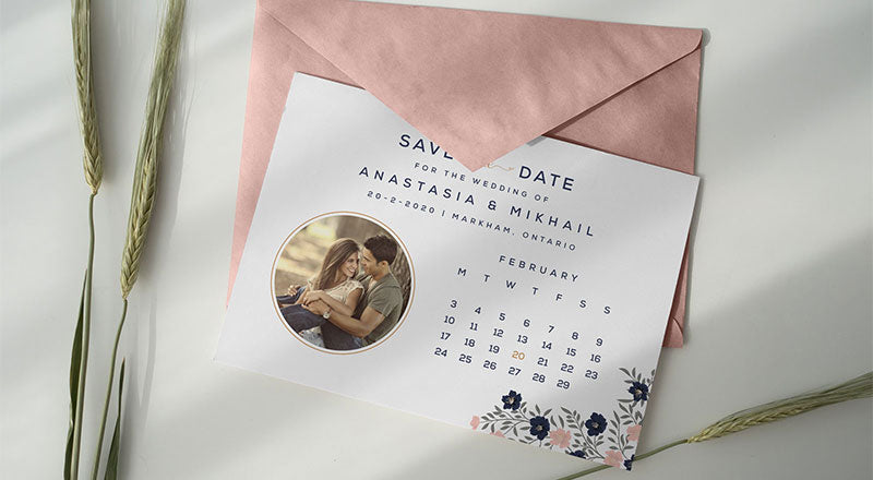 Save The Date Postcard Design Template & Envelope Mockup Psd