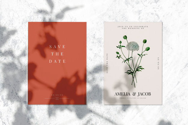 Save The Date Wedding Invitation Card Mockup Psd