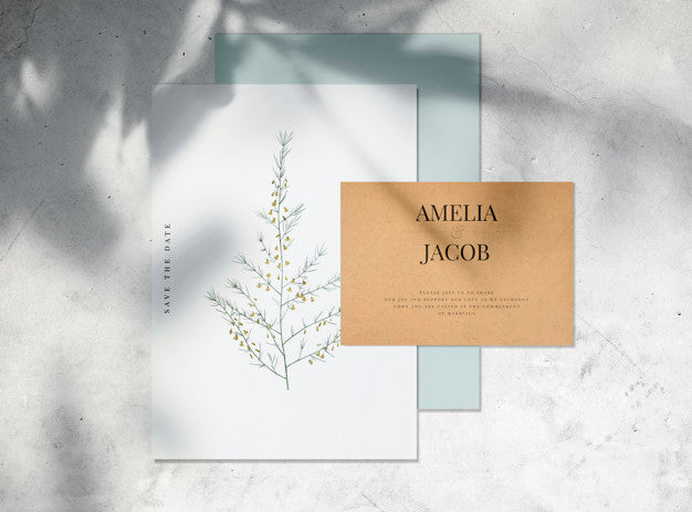 Save The Date Wedding Invitation Card Mockup Psd