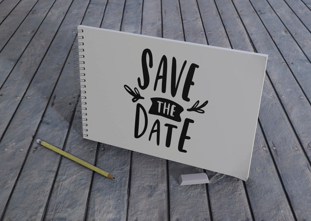 Save The Date Wedding Invitation On Wooden Background Psd