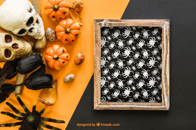 Scary Halloween Slate Mockup Psd